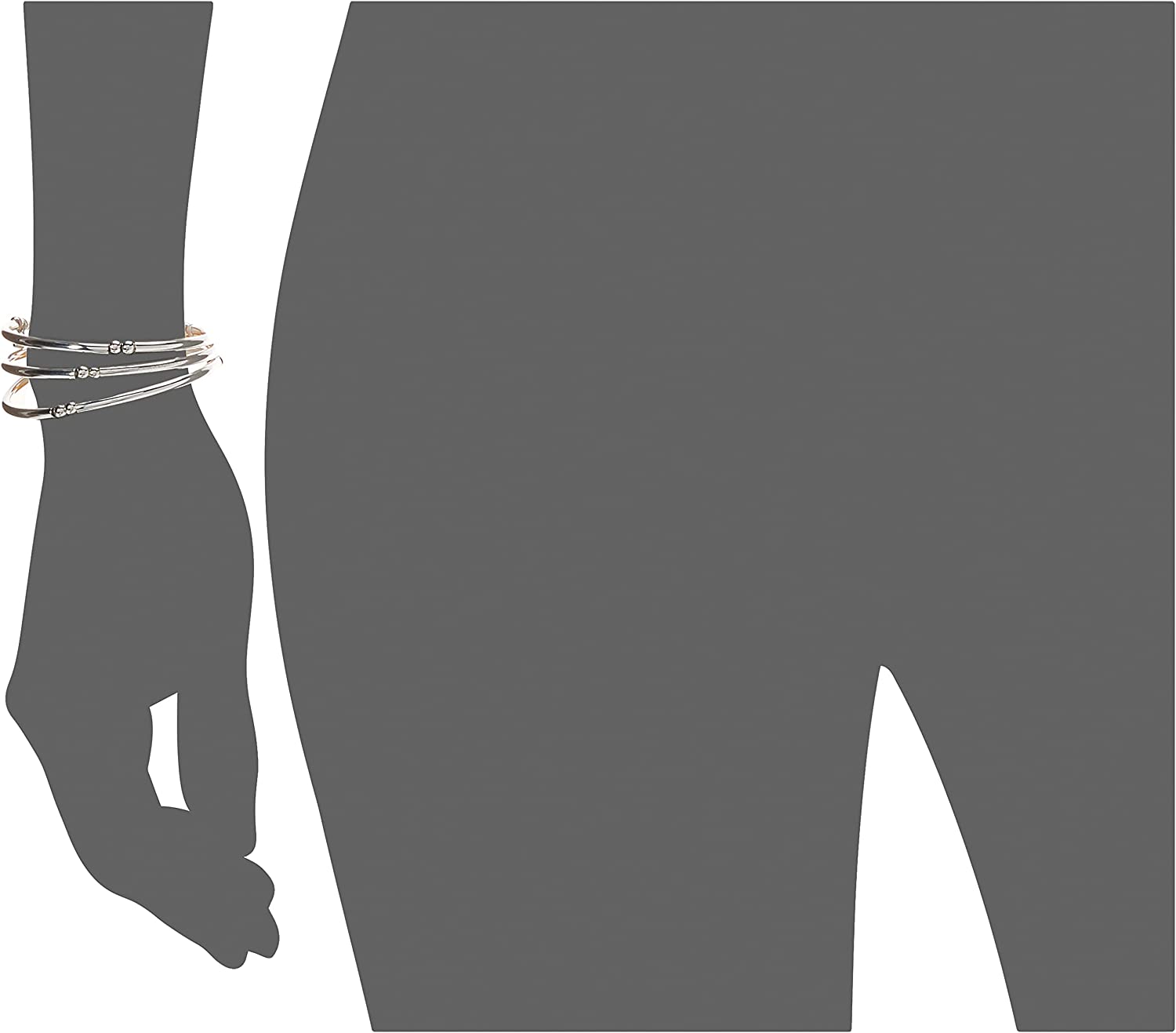 NINE WEST Women's Classics Silvertone Stretch Bangle Bracelet 3 Piece Set - Image 2